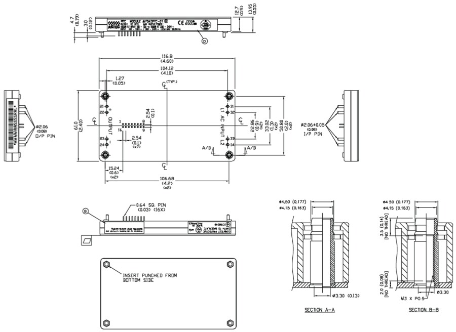 Mechanical Drawing - Advanced Energy / Artesyn AIF06ZPFC PFC Modules